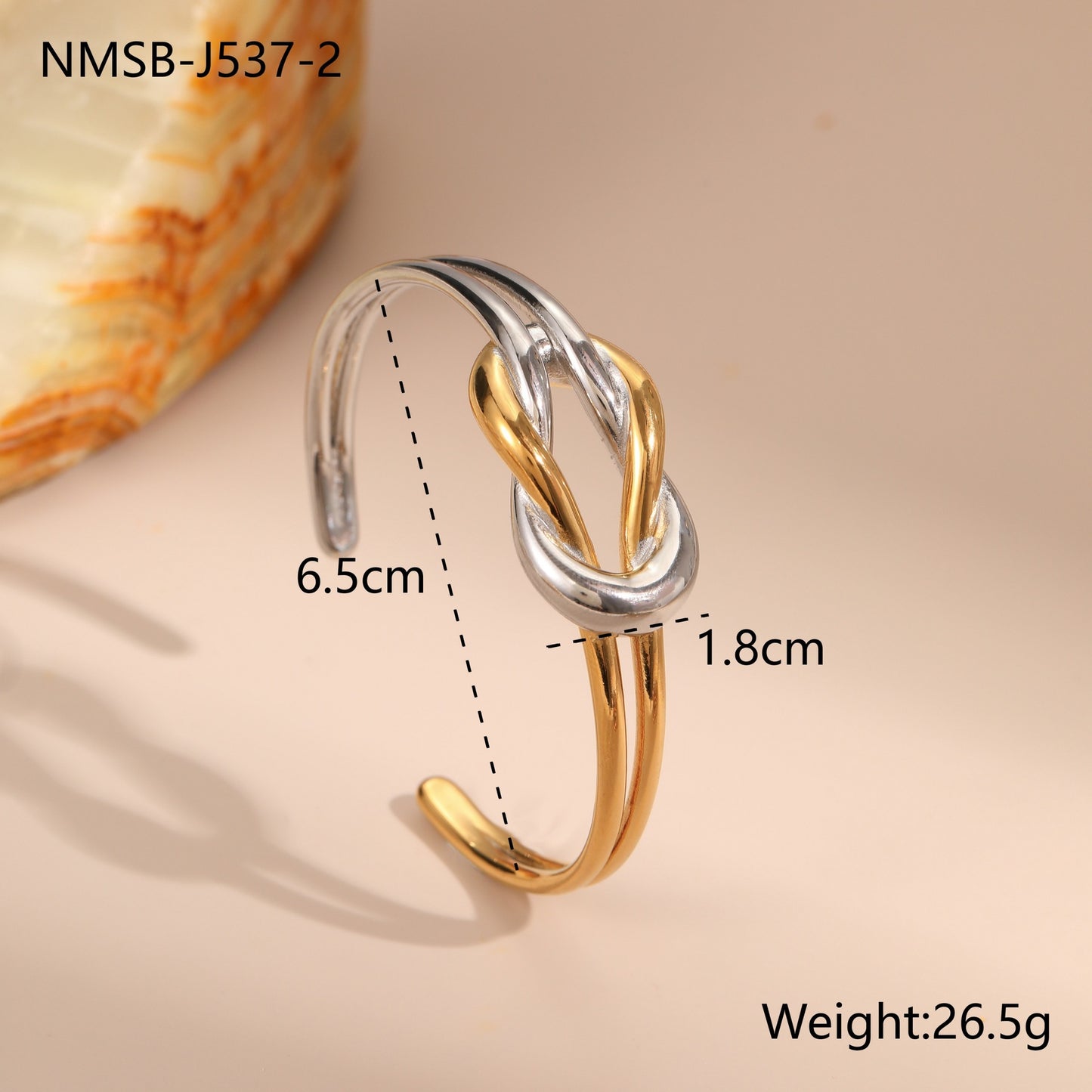 Fashionable Geometric Stainless Steel Bracelet with Gold and Silver Plating for Women