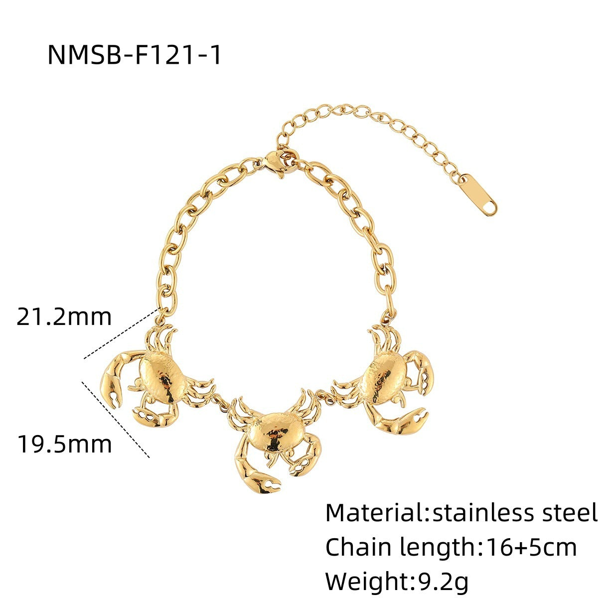 Pendientes y colgante de acero inoxidable con forma de cangrejo de moda para mujer con acabado chapado