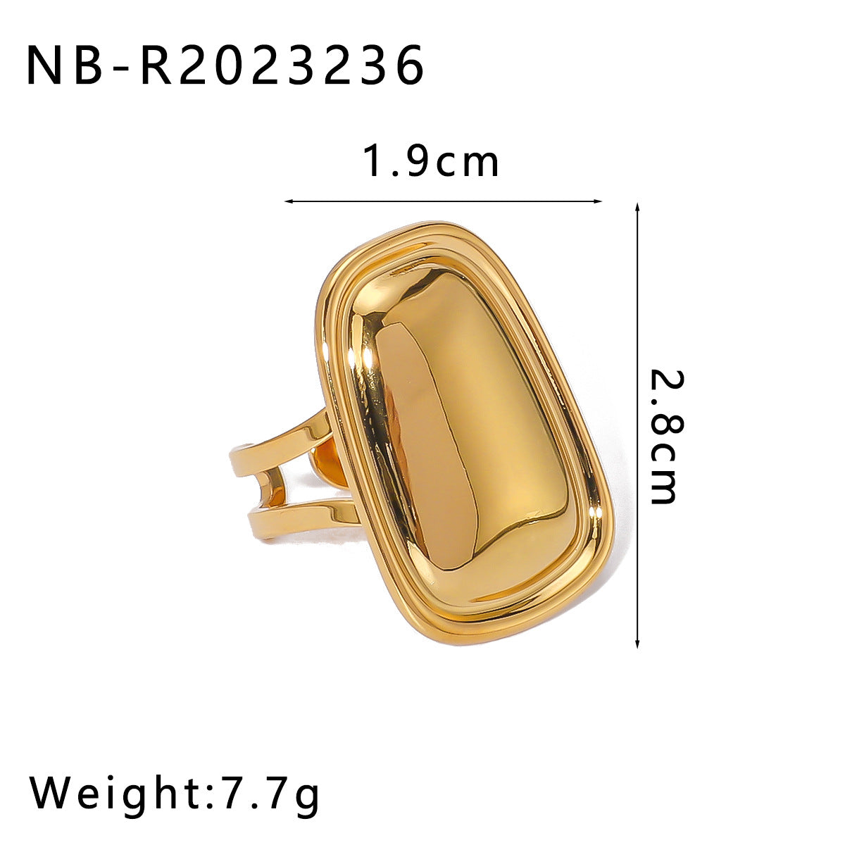 Anello Minimalista Geometrico in Acciaio Inossidabile con Placcatura in Oro 18K da Donna con Finitura Liscia Lucida e Forme a Cuore, Quadrato e Conchiglia