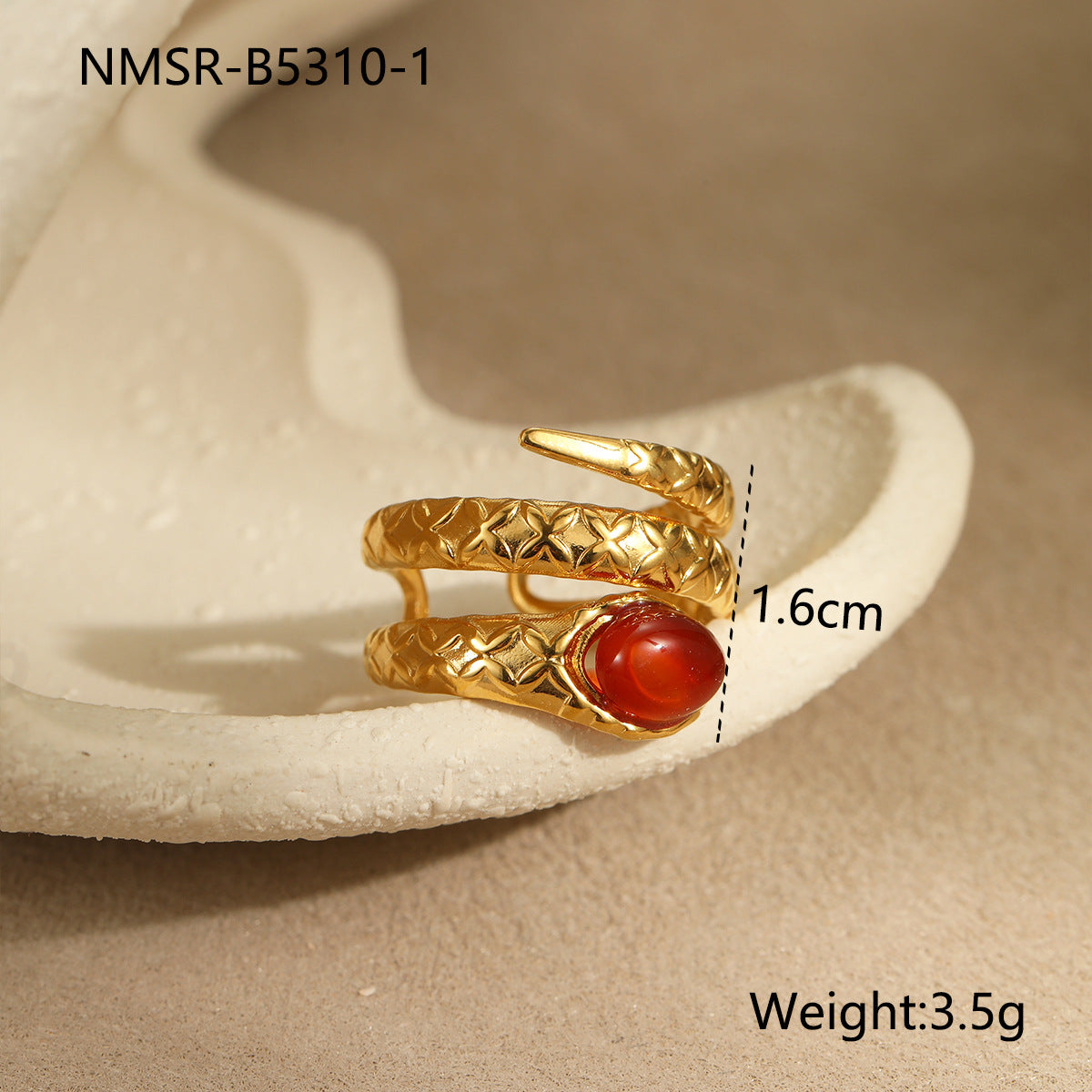 Set di orecchini, bracciale e anello da donna in acciaio al titanio a forma di serpente, placcato e alla moda
