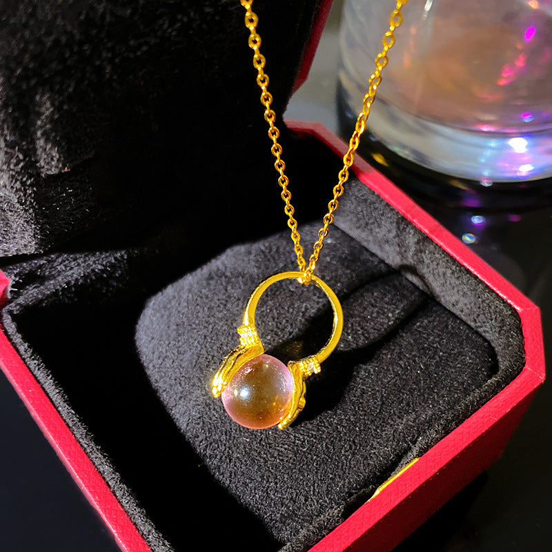 Sweet Bamboo Joint Pattern Titanium Steel Plated Necklace with Brass Pendant Cable Chain Unisex