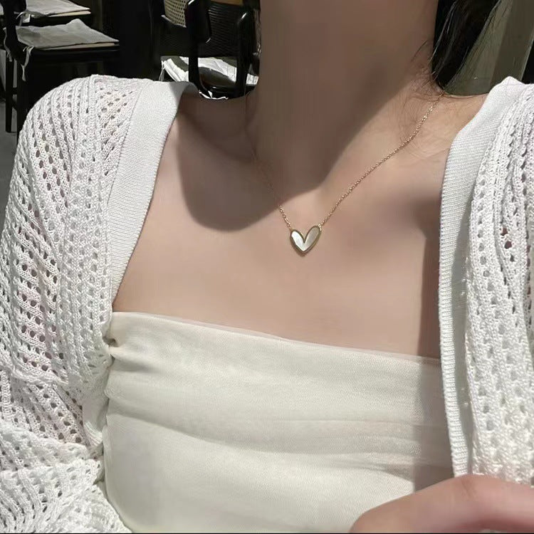 Collana pendente con quadrifoglio in acciaio al titanio placcato oro rosa 18 carati minimalista di lusso da donna