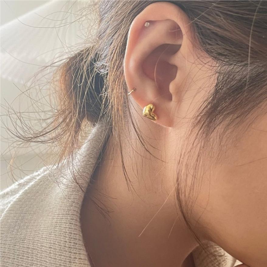 Minimalist Heart-Shaped 925 Sterling Silver Zircon Stud Earrings for Women with Plated Finish