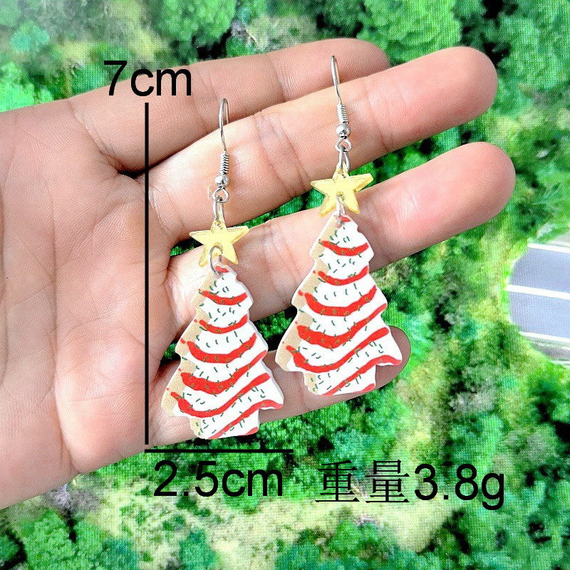 Orecchini in Acrilico a Tema Natalizio con Cappello da Babbo Natale, Albero e Pupazzo di Neve per Donna, Gioielli Festivi per le Feste