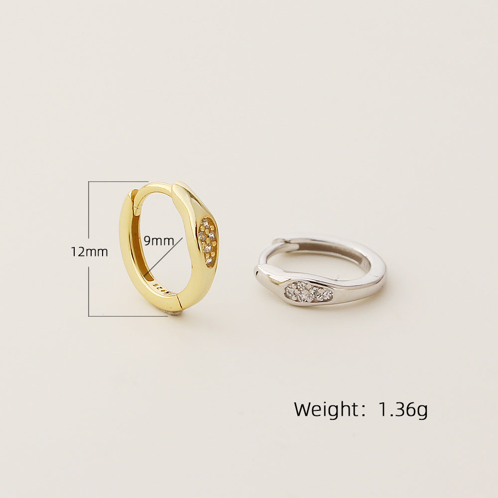 Pendientes trepadores geométricos minimalistas de plata de ley 925 con incrustaciones de diamantes de imitación para mujer