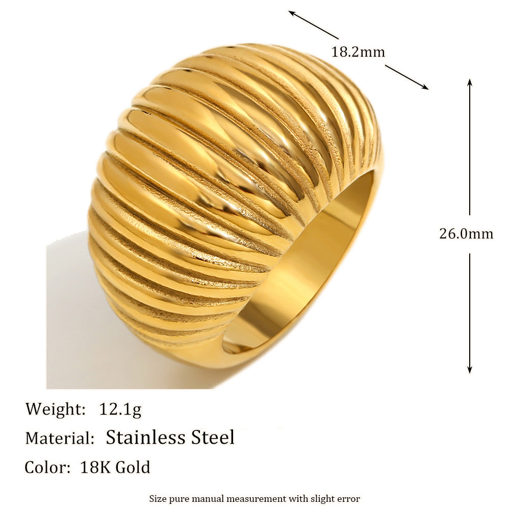 Minimalist Geometric Stainless Steel Ring with 18K Gold Plating for Women