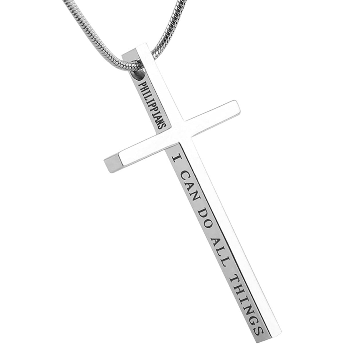 Minimalist Cross Pendant Necklace for Men and Women in Titanium Steel with 18K Gold Plated Snake Chain