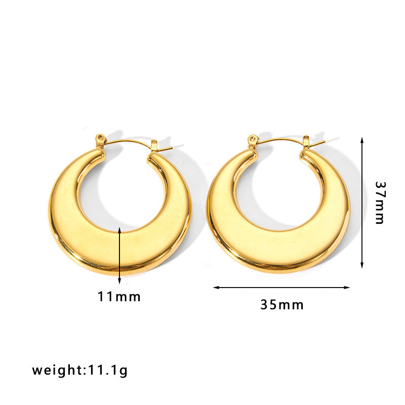 Minimalist Geometric Hollow Stainless Steel Earrings for Women with Plated Finish
