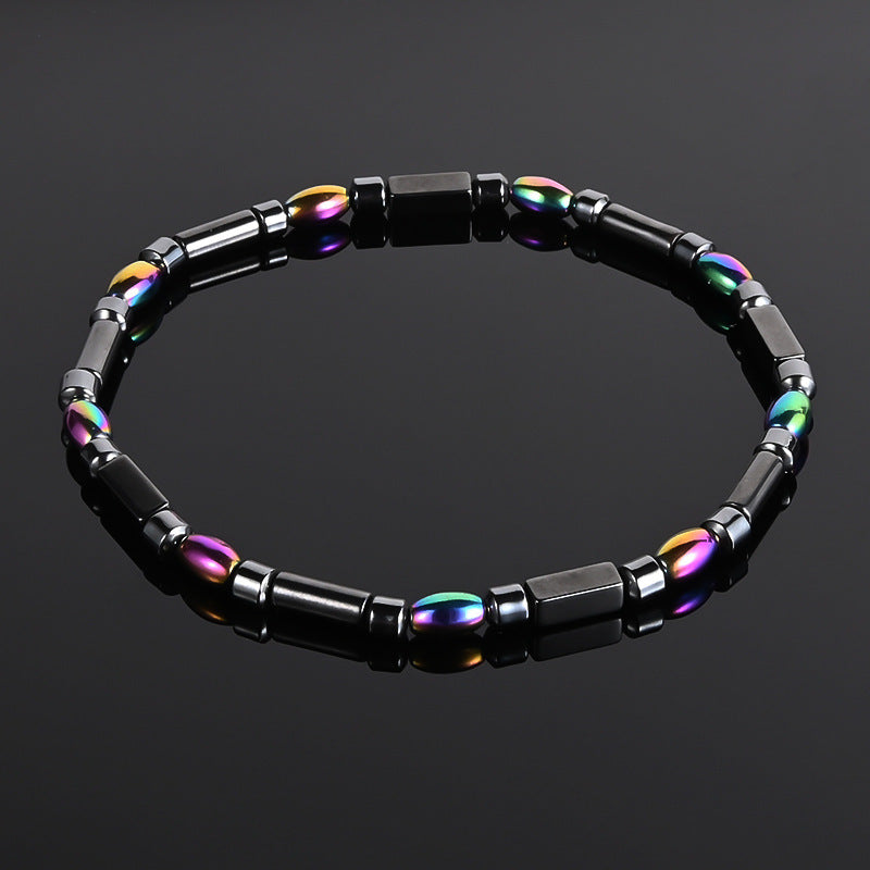 Minimalist Geometric Magnetic Material Beaded Anklet for Women and Couples
