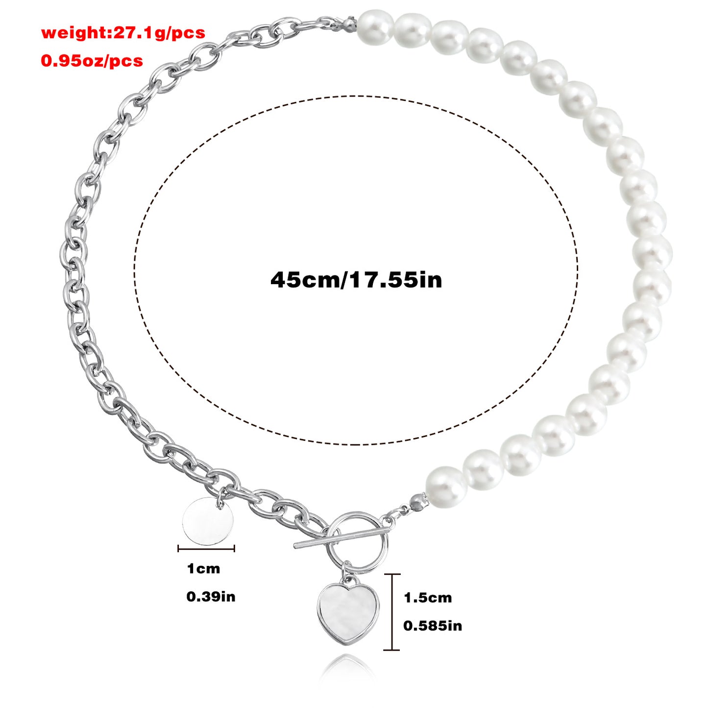 Minimalist Heart-Shaped Mother-of-Pearl Pendant Necklace for Women with Alloy Chain and Electroplated Finish