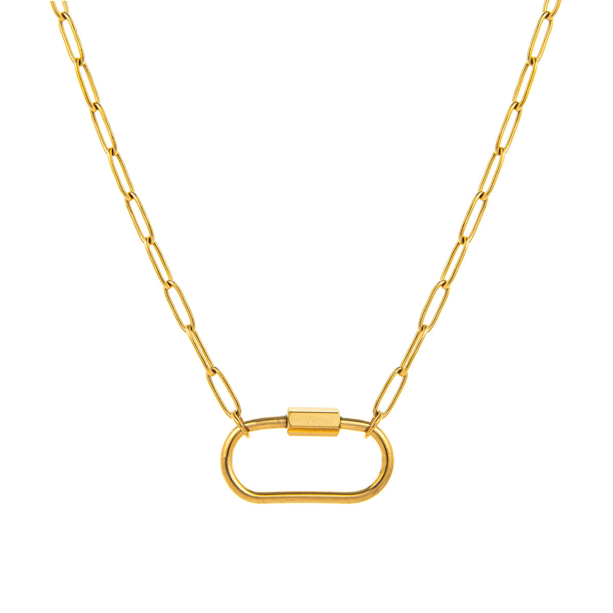 Vintage Heart Brass Plated Charm Bar Cable Chain Pendant