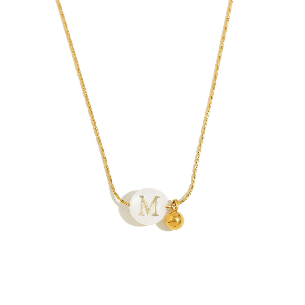 Fashionable OL Style Letter-Shaped Stainless Steel Necklace with 18K Gold Plating for Women