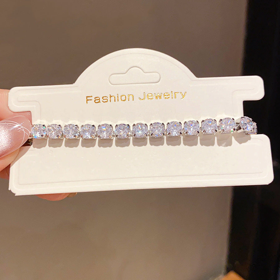 Luxury Elegant Geometric Square Brass Plated Bracelet with Cubic Zirconia Inlay for Women