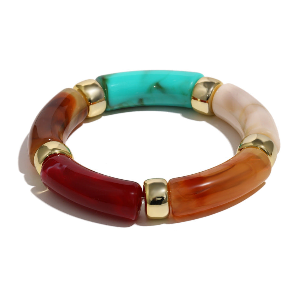 Minimalist Retro Acrylic Stretch Bracelet for Women with Geometric Shape and Clean Line Design