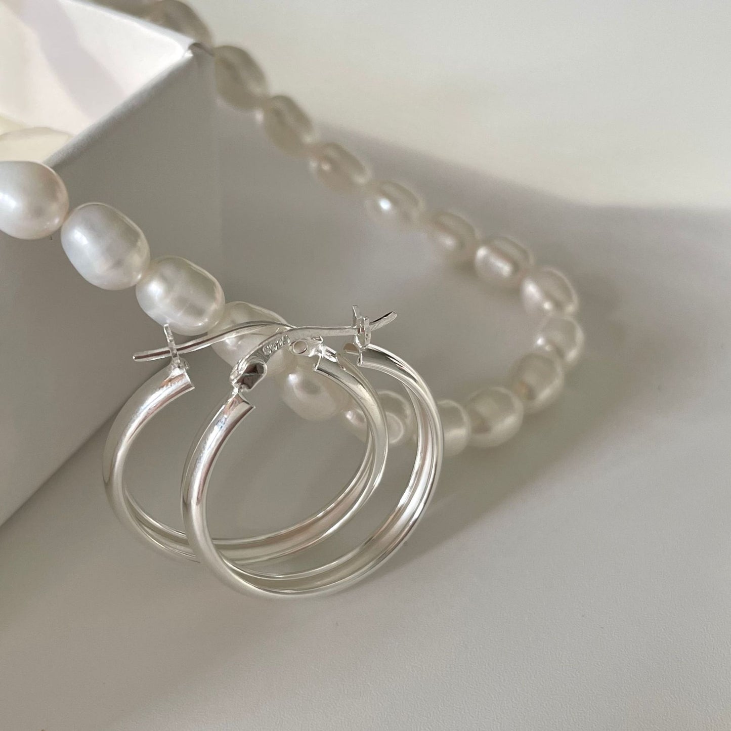 Minimalist 925 Sterling Silver Polished Round Hoop Earrings