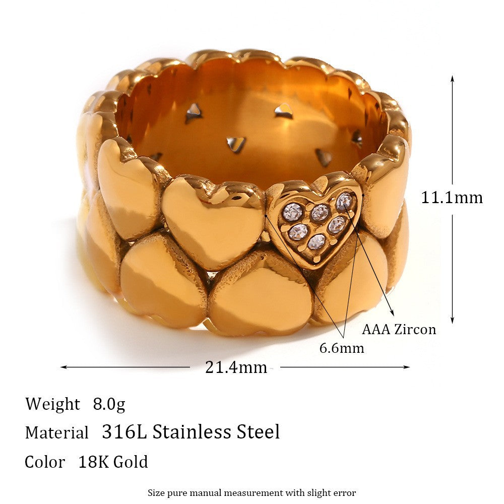 Minimalist Geometric Stainless Steel Ring Set with 18K Gold Plating for Women