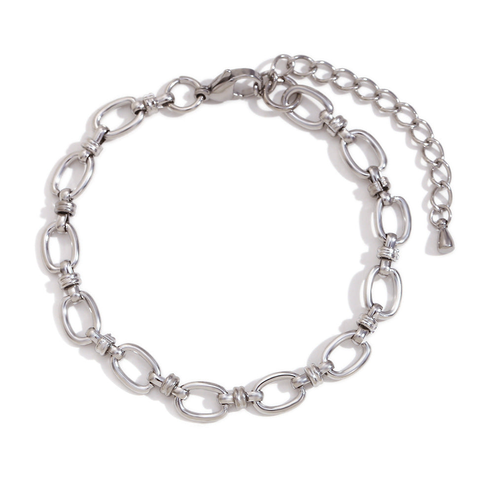 Bracciale da donna placcato oro 14K con croce e chiusura a moschettone in acciaio inossidabile geometrico minimalista