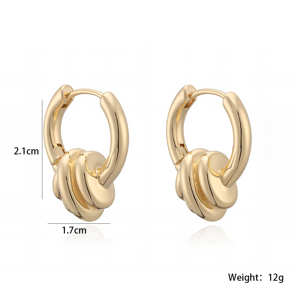 Vintage Geometric 18K Gold Plated Brass Knot Earrings for Women