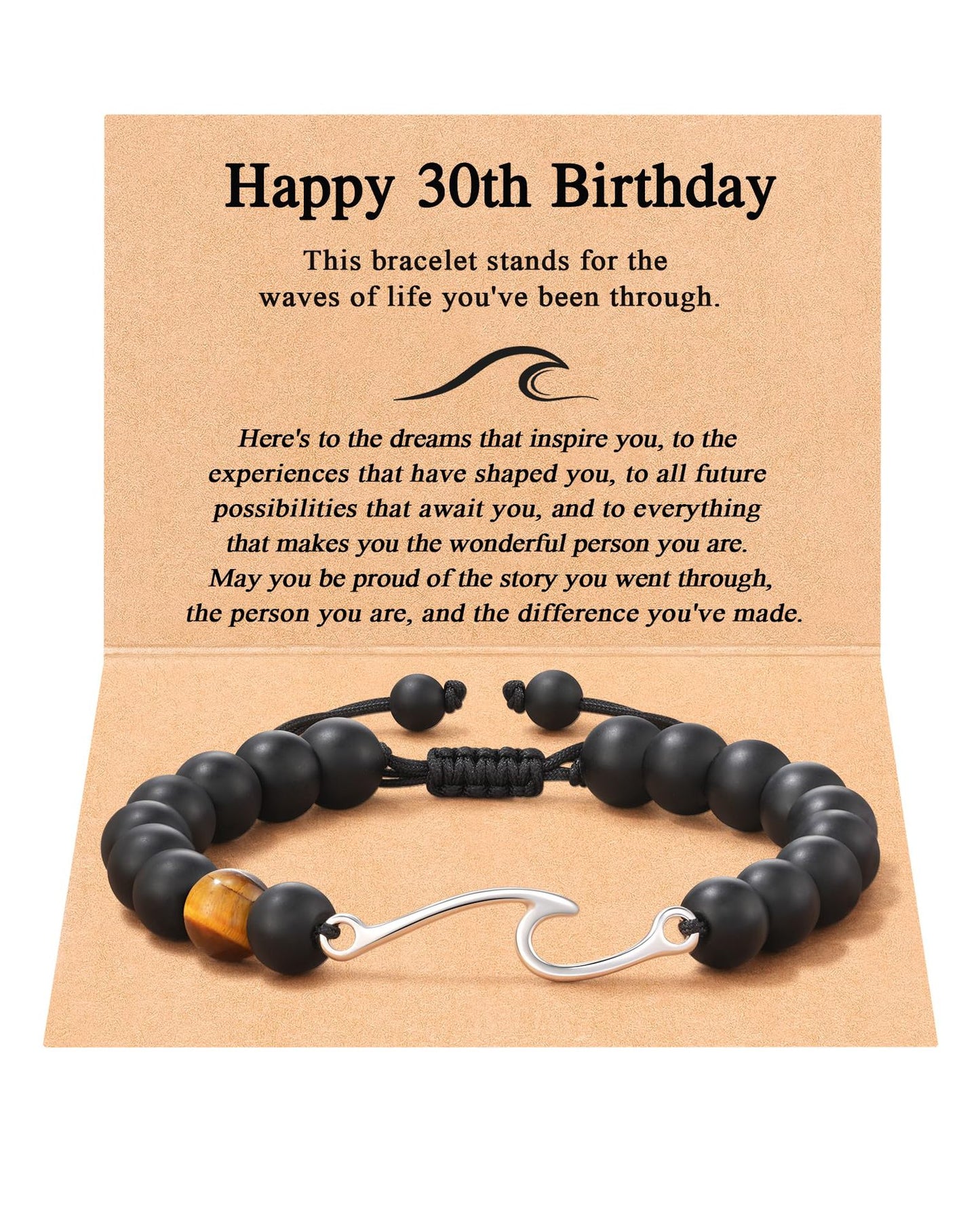 Natural Polished 8mm Black Agate Tiger Eye Beaded Bracelet Unisex Handmade Woven Strand