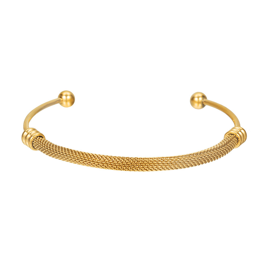 Vintage Matte Geometric Round Titanium Steel Bracelet