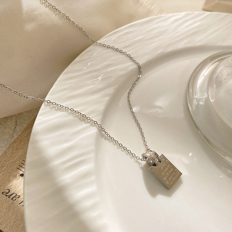 Minimalist Luxury Gold Plated Titanium Steel Square Geometric Necklace for Unisex