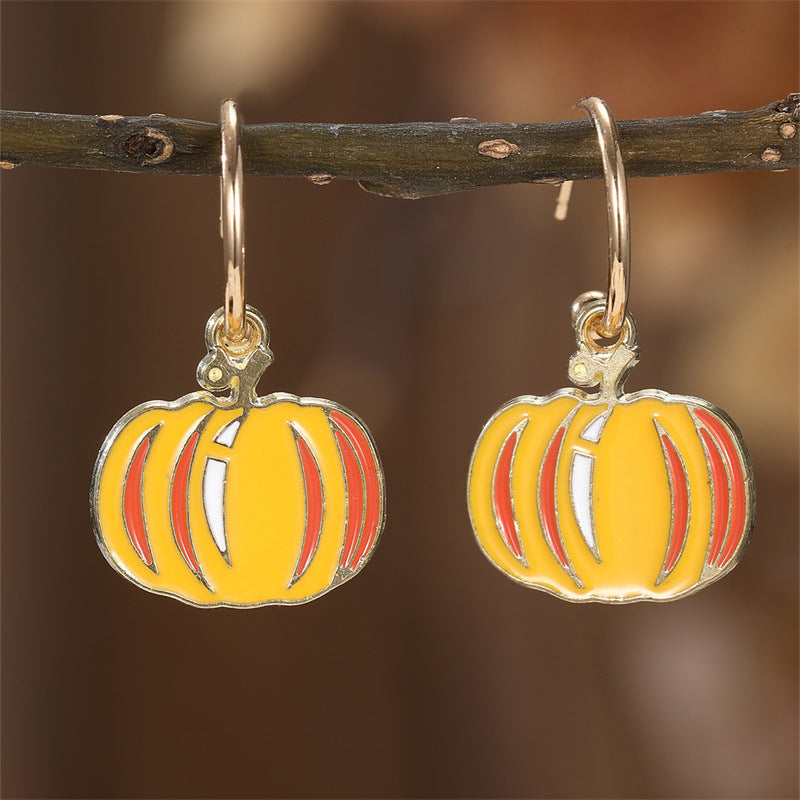 Minimalist Bowknot-Shaped Metal Stud Earrings for Girls with Pearl Inlay and Colorful Bee and Corn Fruit Design