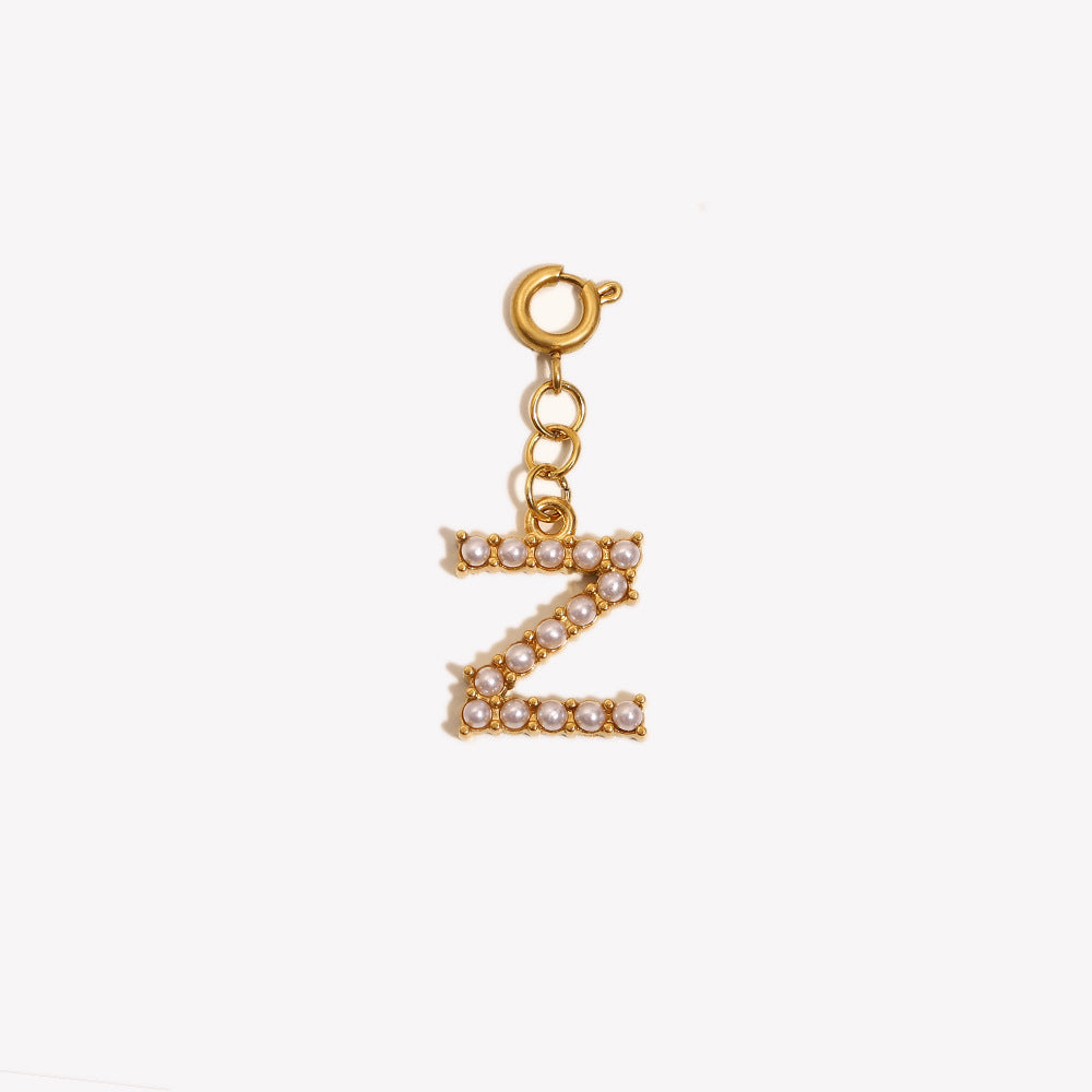 Barretta con Ciondolo a Lettera o Numero in Acciaio Inossidabile Placcato Oro 18K Minimalista da Donna
