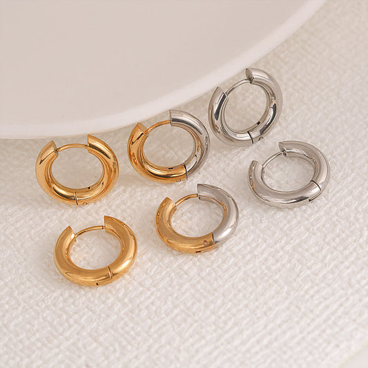 Pendientes de puño de acero inoxidable con diseño geométrico minimalista en forma de U con acabado chapado en oro y plata, moda unisex