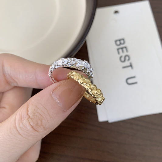 Anello da donna in argento Sterling 925, minimalista, con numero irregolare e finitura anticata