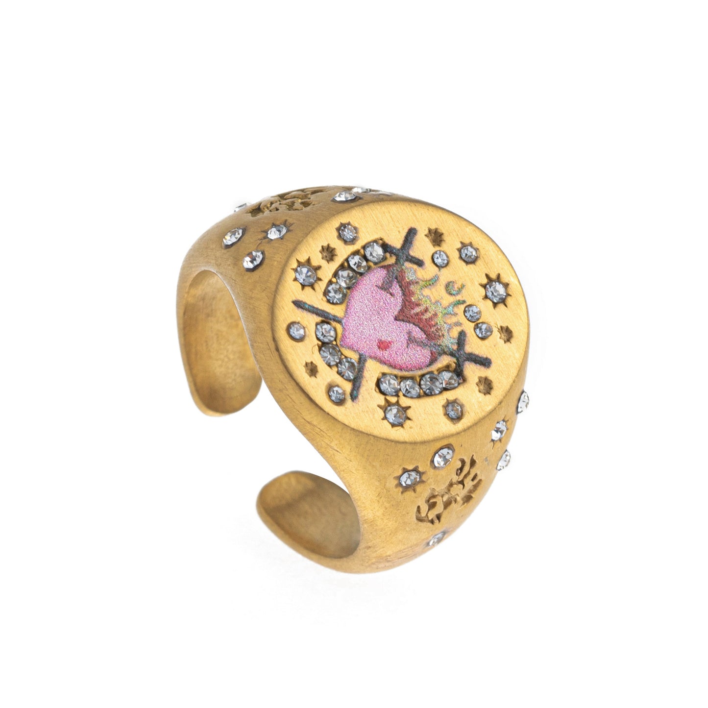 Fashion Heart Animal Stainless Steel PVD Ring