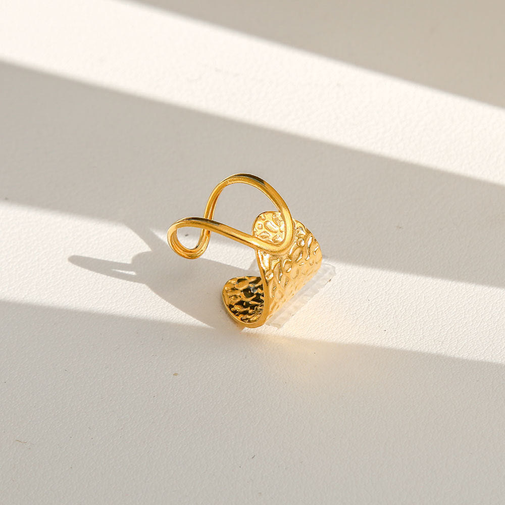 Anello di tendenza da donna in acciaio inossidabile geometrico placcato oro con perle e fiori stile Instagram