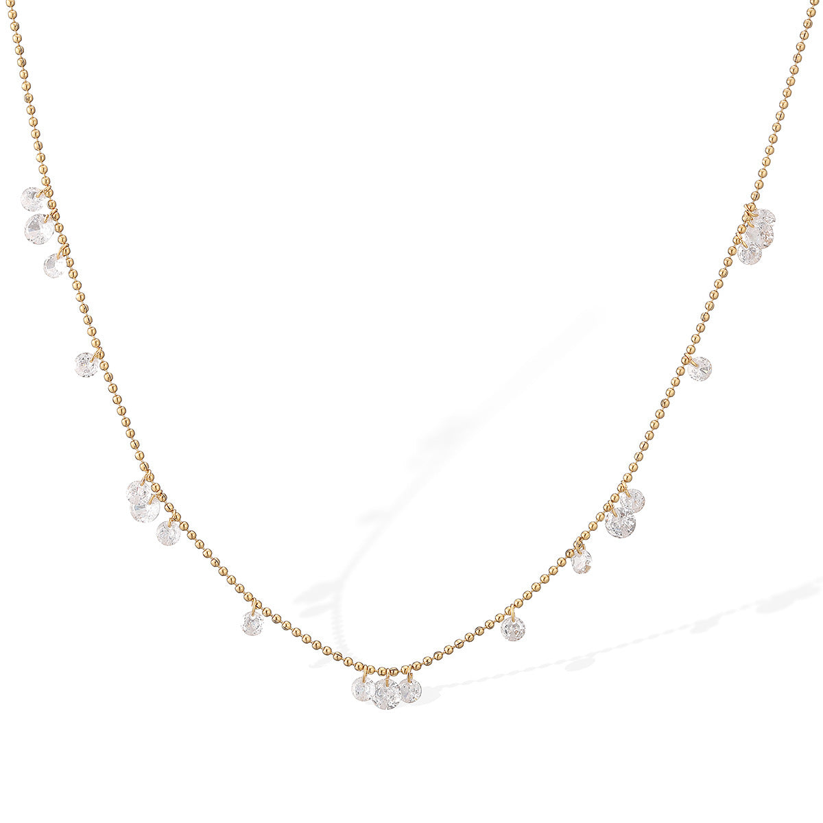 Minimalist Geometric Stainless Steel Necklace with Cubic Zirconia for Women