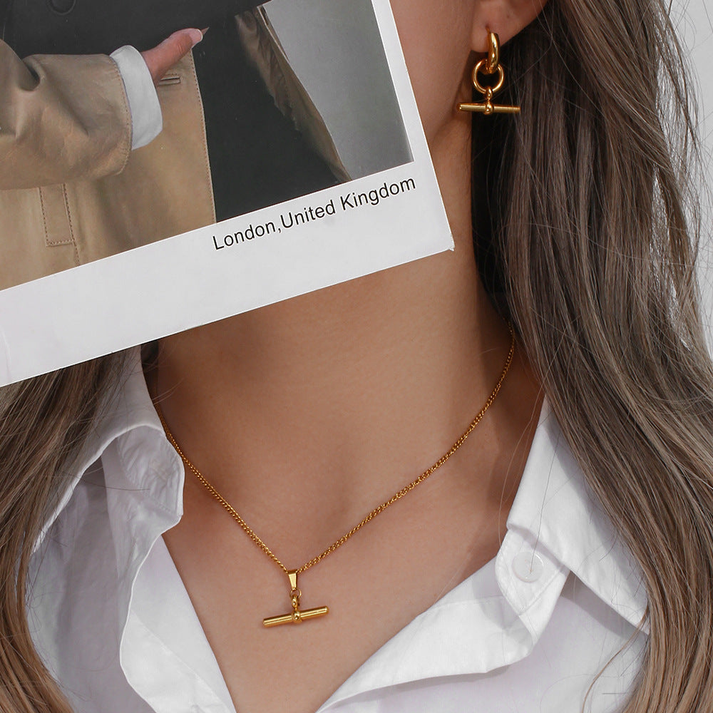 Collana a catena cubana in acciaio inossidabile geometrica minimalista con finitura galvanizzata da donna