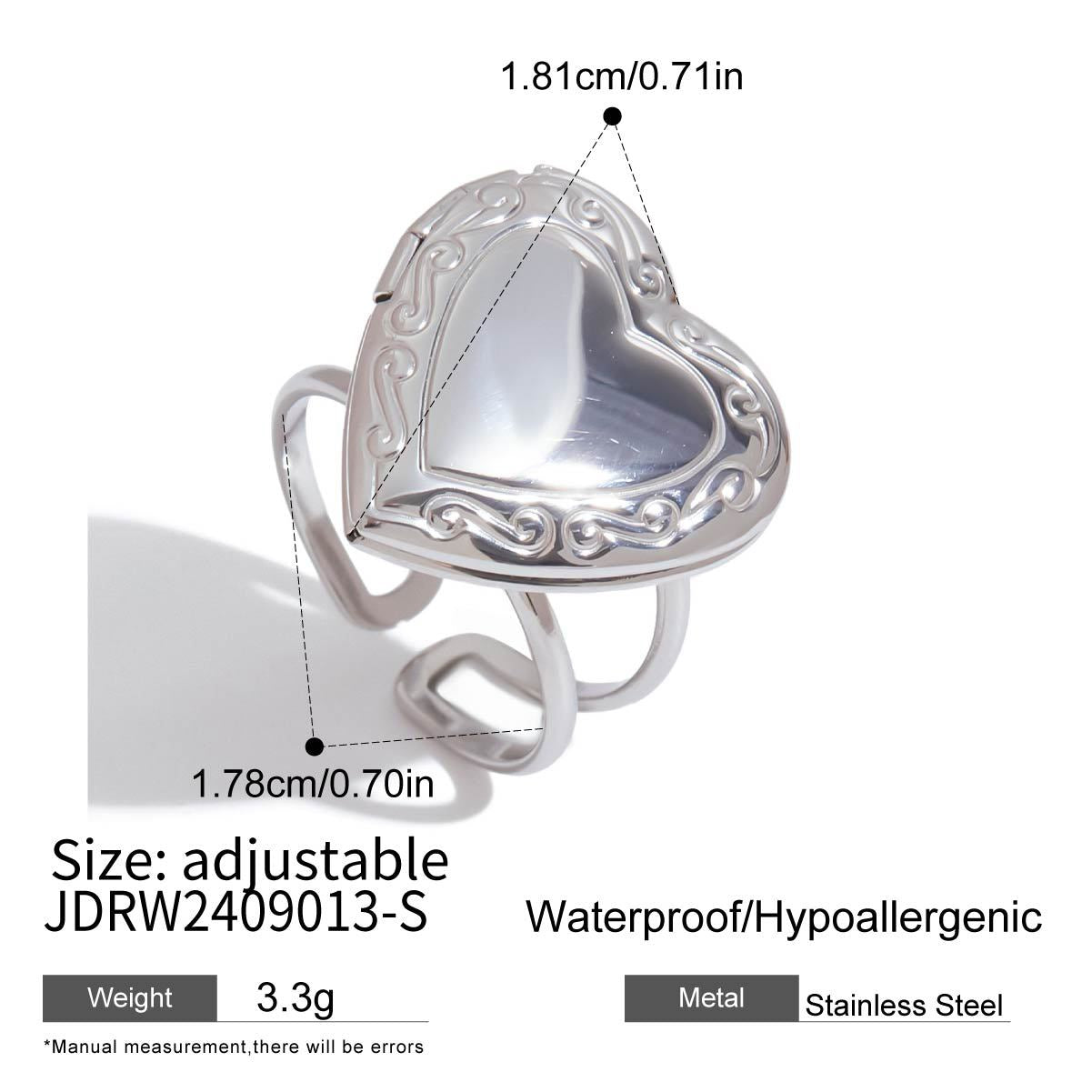Elegant Heart Shaped Stainless Steel Plated Ring for Women