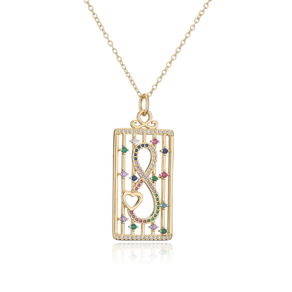 Minimalist Geometric Hollow Eye Crown Snake Necklace for Women in Copper with 18K Gold Plating and Zircon Inlay