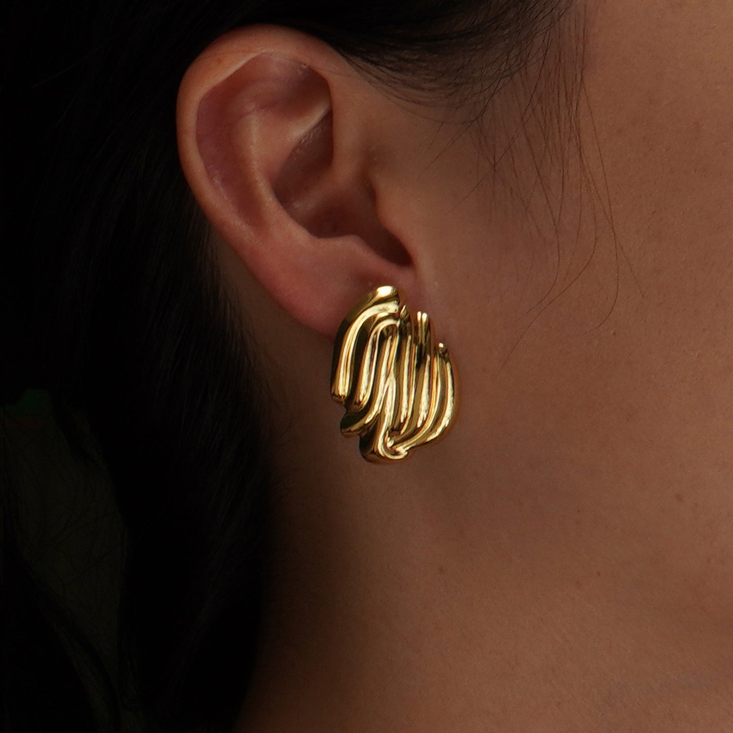 Pendientes de Acero Inoxidable con Estampado Lineal Geométrico Redondo, Elegantes y Vintage para Mujer