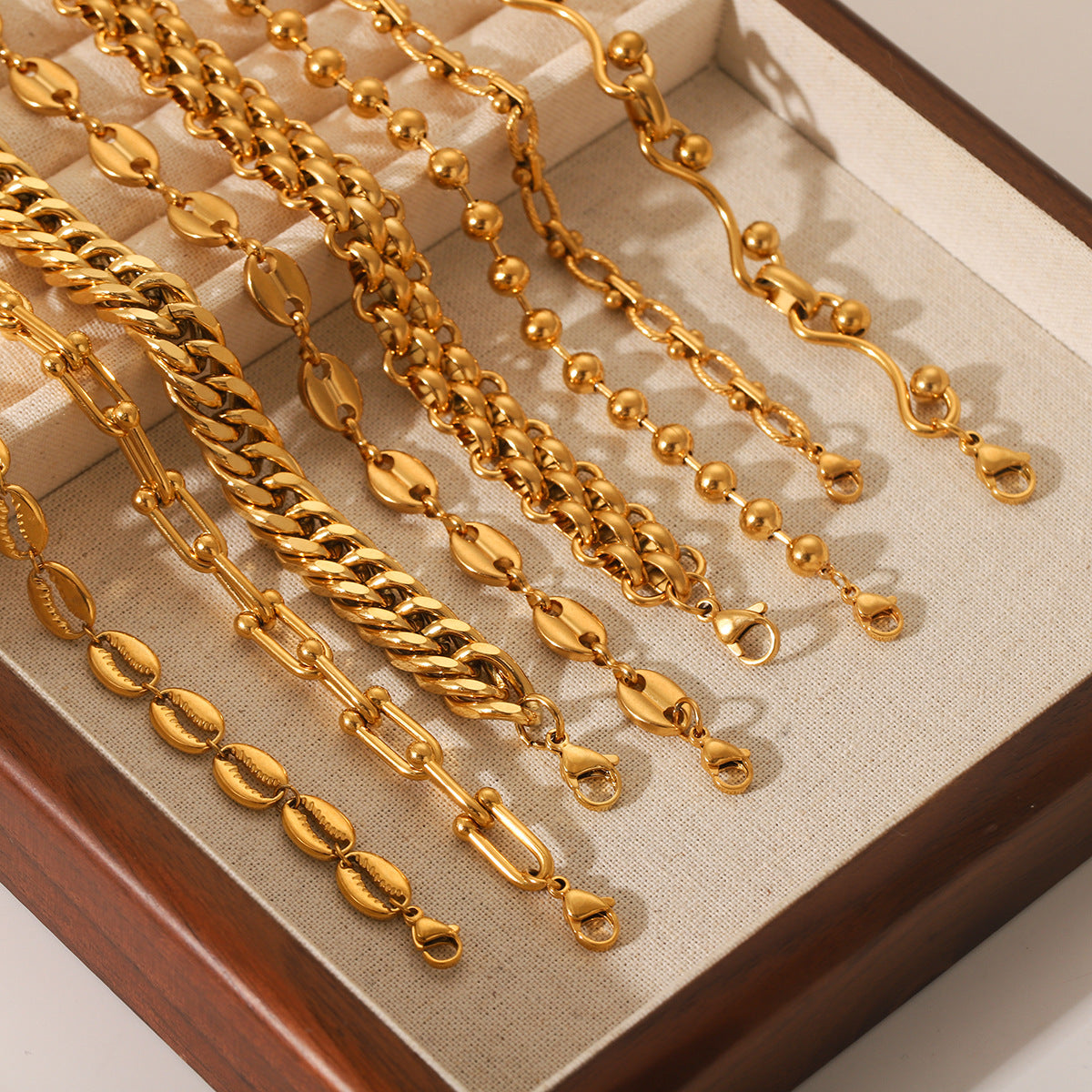 Fashionable 18K Gold Plated Geometric Stainless Steel Cuban Chain Necklace for Women