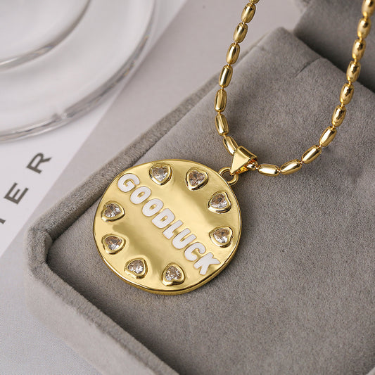 Minimalist Geometric Circle Pendant Necklace for Women in Brass with Real Gold Plating Good Luck Design