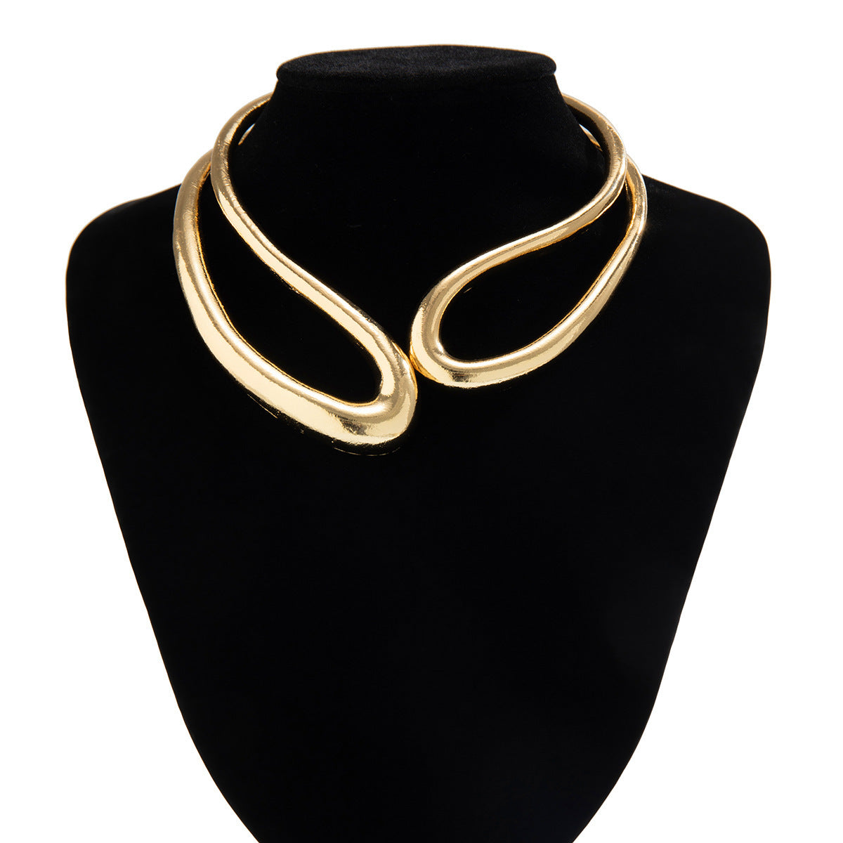 Minimalist Exaggerated Twisted Double Layer Alloy Choker Necklace for Women