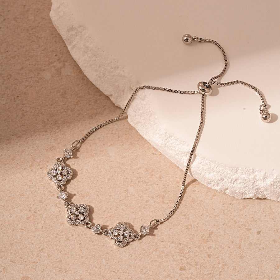 Luxury Elegant Geometric Alloy Plated Bracelet with Cubic Zirconia for Women