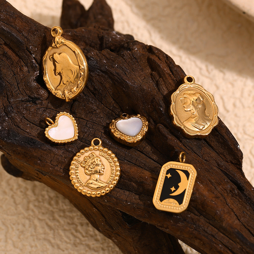 Colgante Corazón Flor Plana Aguacate Geométrico para Mujer de Acero Inoxidable Enchapado en Oro de 18K Accesorio de Moda