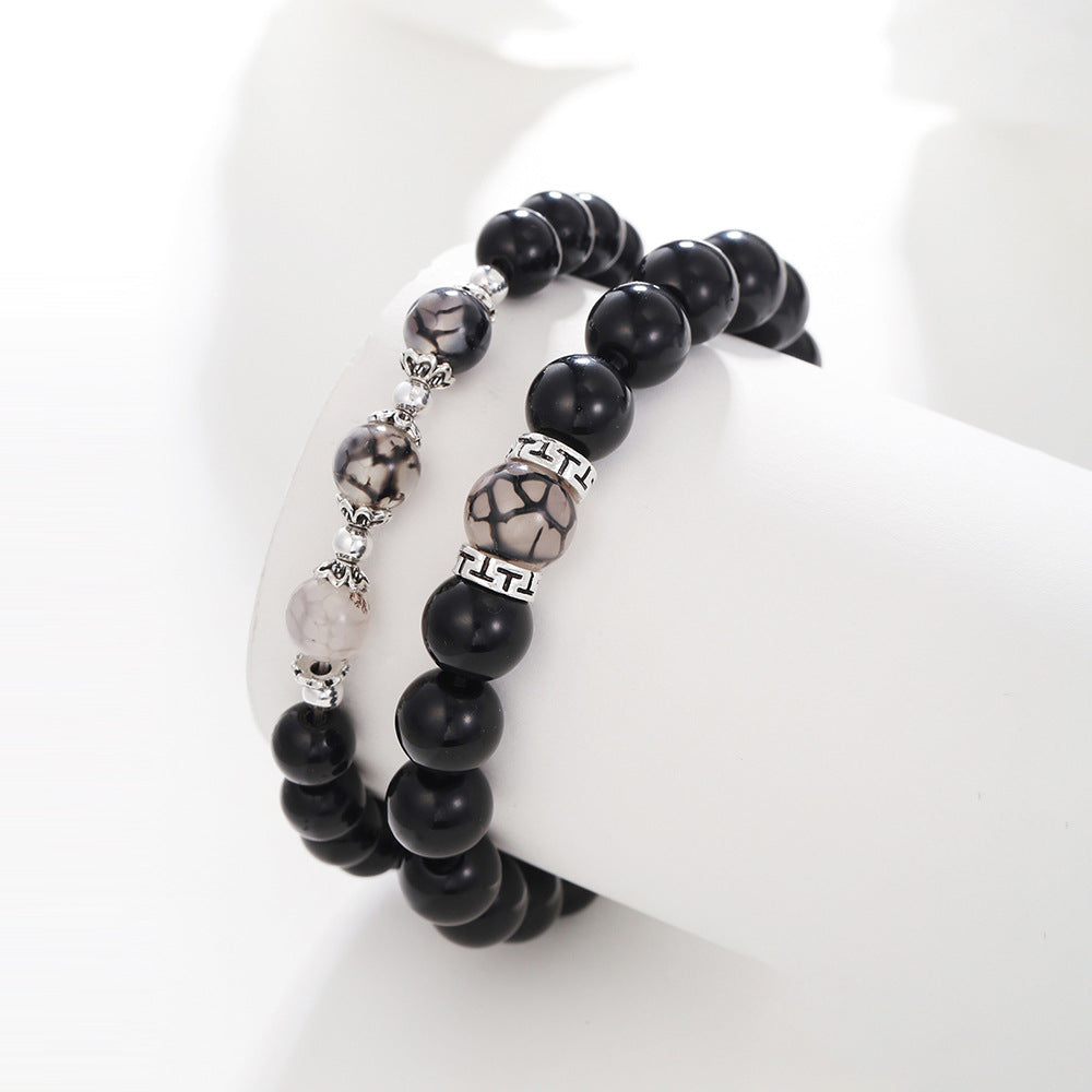 Geometric Round Stone Plated Bracelet Unisex