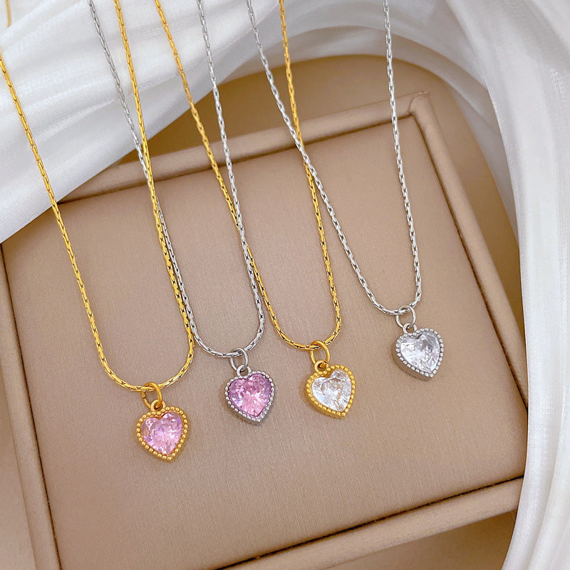 Collar Minimalista de Acero de Titanio Chapado en Oro con Diseño de Corazón, Cadena Irregular para Mujer y Hombre