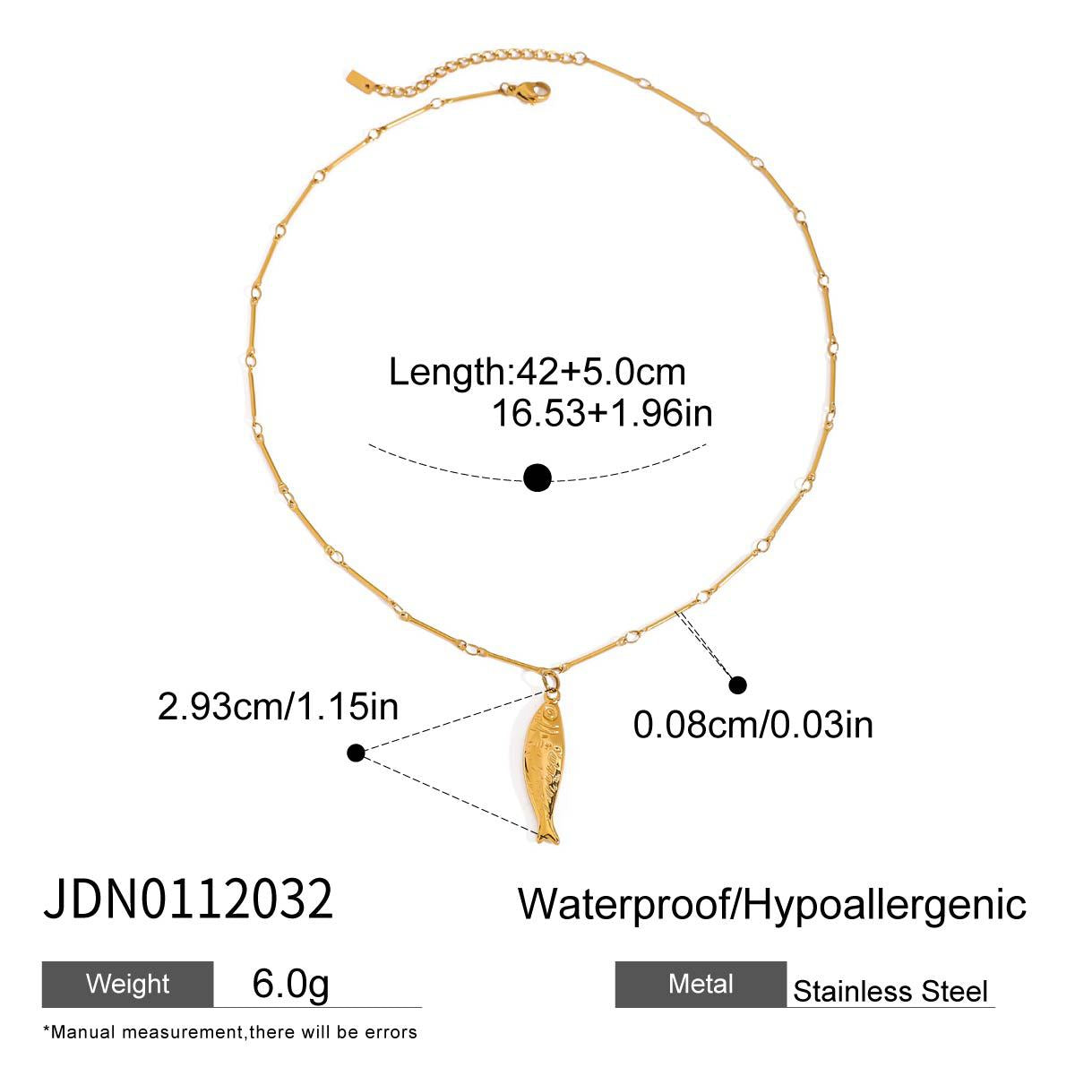 Fish Shape Titanium Steel Pendant Stainless Steel Plated Necklace and Earring Set for Women