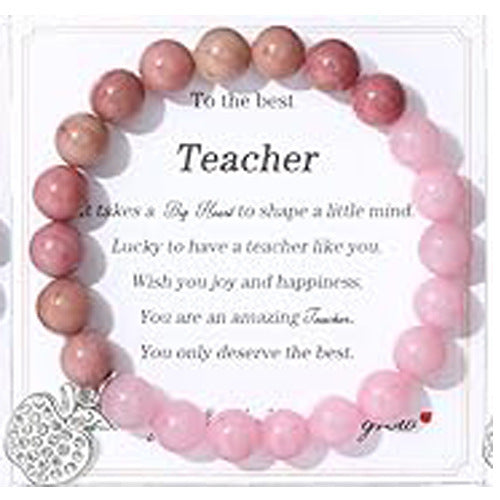 Minimalist Geometric Round Gemstone Bracelet with Rhinestone Apple Charm for Unisex