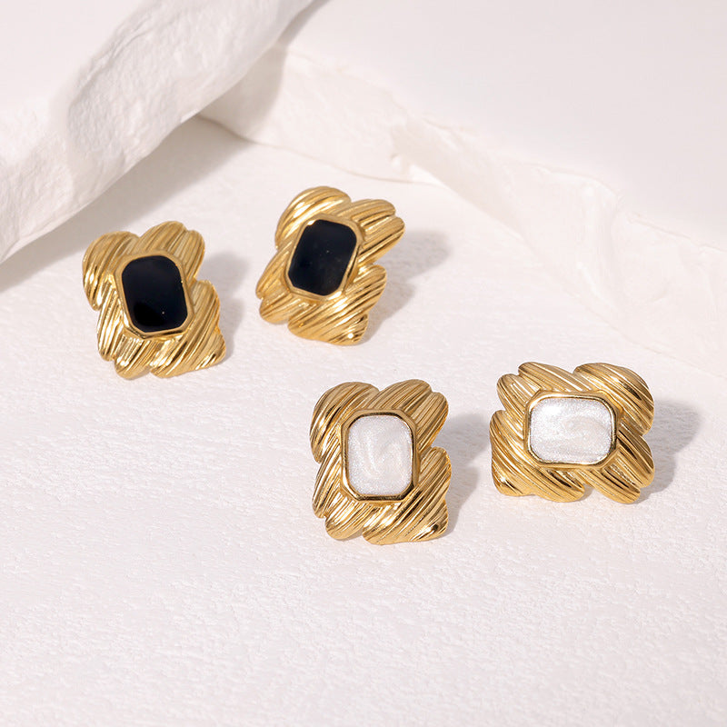 Elegant 18K Gold Plated Geometric Stainless Steel Earrings for Women
