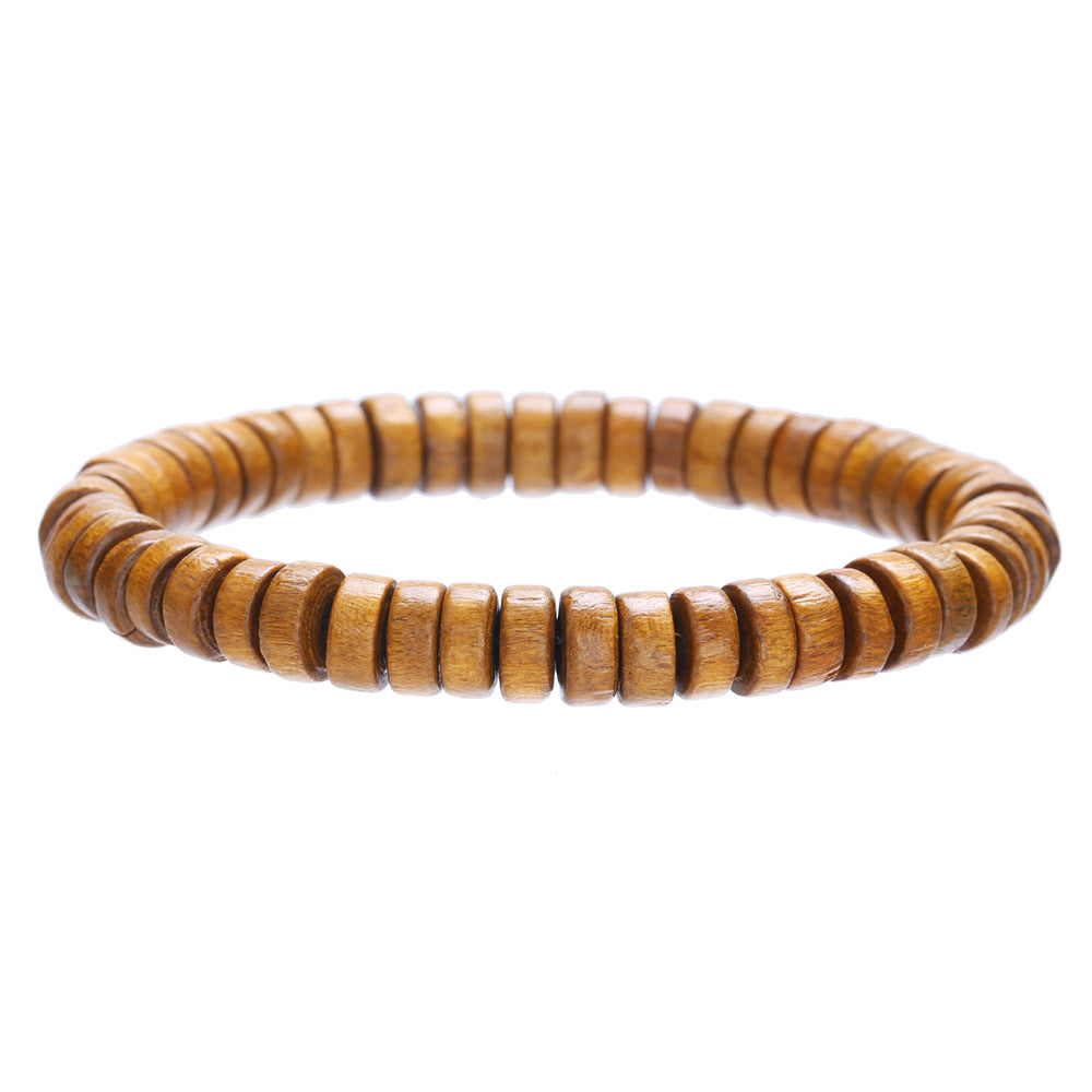 Minimalist Multicolor Round Wood Beaded Bracelet Handmade Geometric Stretch Bracelet