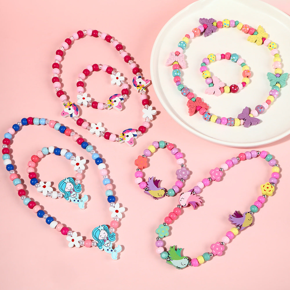 Set Collana e Bracciale a Forma di Sirena in Resina per Bambini in Colori Caramella Simpatici Gioielli da Principessa
