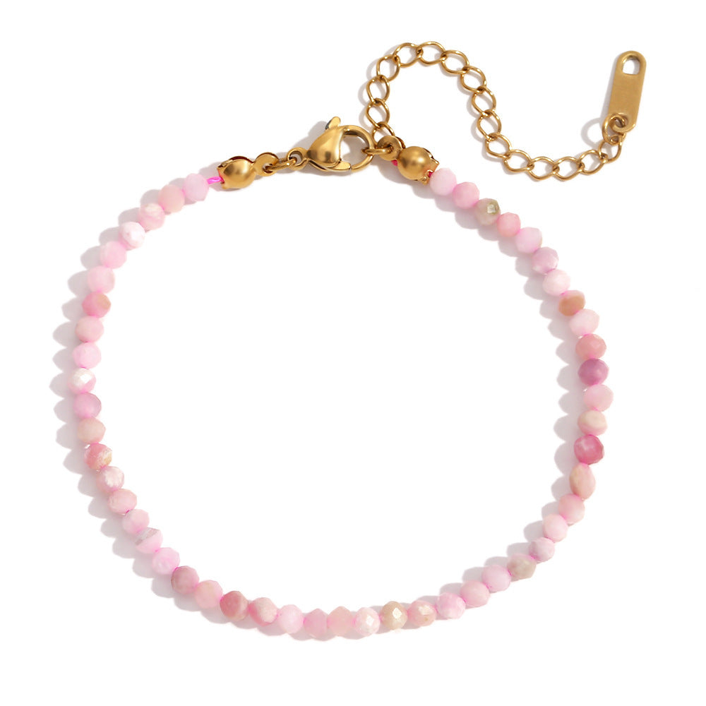 Elegant Geometric Stainless Steel 18K Gold Plated Natural Opal Bracelet for Women