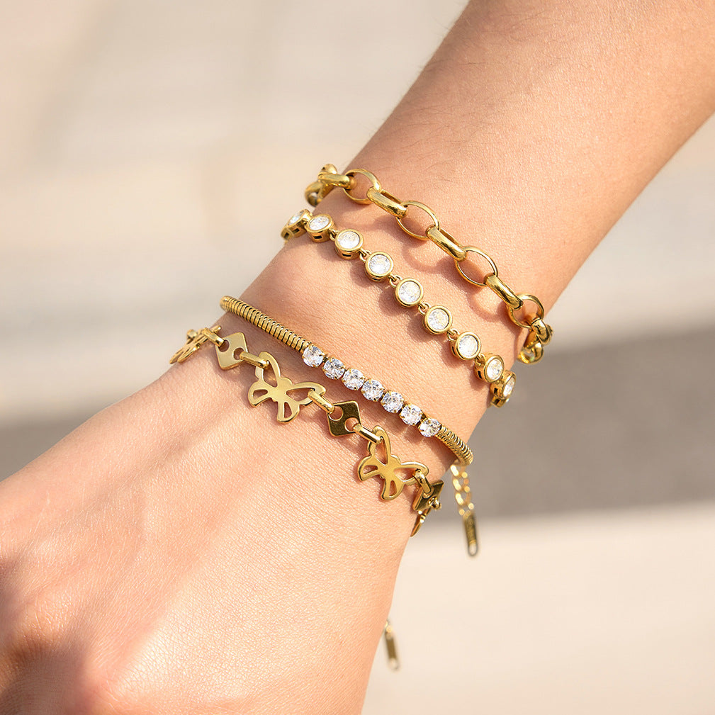 Minimalist Butterfly Geometric Stainless Steel Plated Bracelet for Women